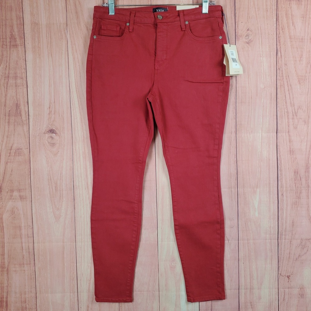 NYDJ Ami Skinny Jeans Sz 8P 30x26 Lift Tuck Gooseberry Jean Red Stretch NEW NWT